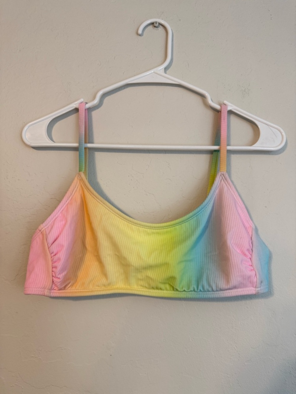 Pastel Rainbow Ribbed Bikini Top